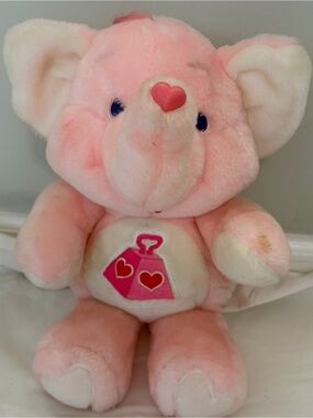 Vintage 1984 Kenner Care Bear Cousins Lotsa Heart Elephant 13" Plush - Red Heart